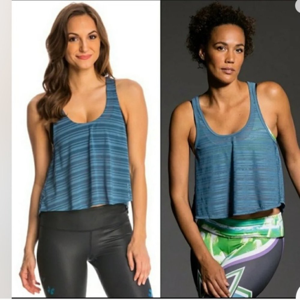 Onzie Hot Yoga Cross Back Tank Top 3004 BLUE